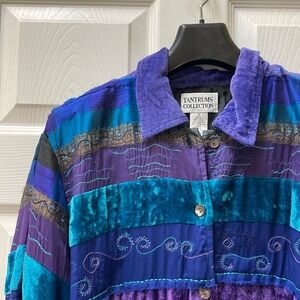 Vintage Tantrums Collection Jacket S Multicolor Patchwork Silk Blend Embroidered